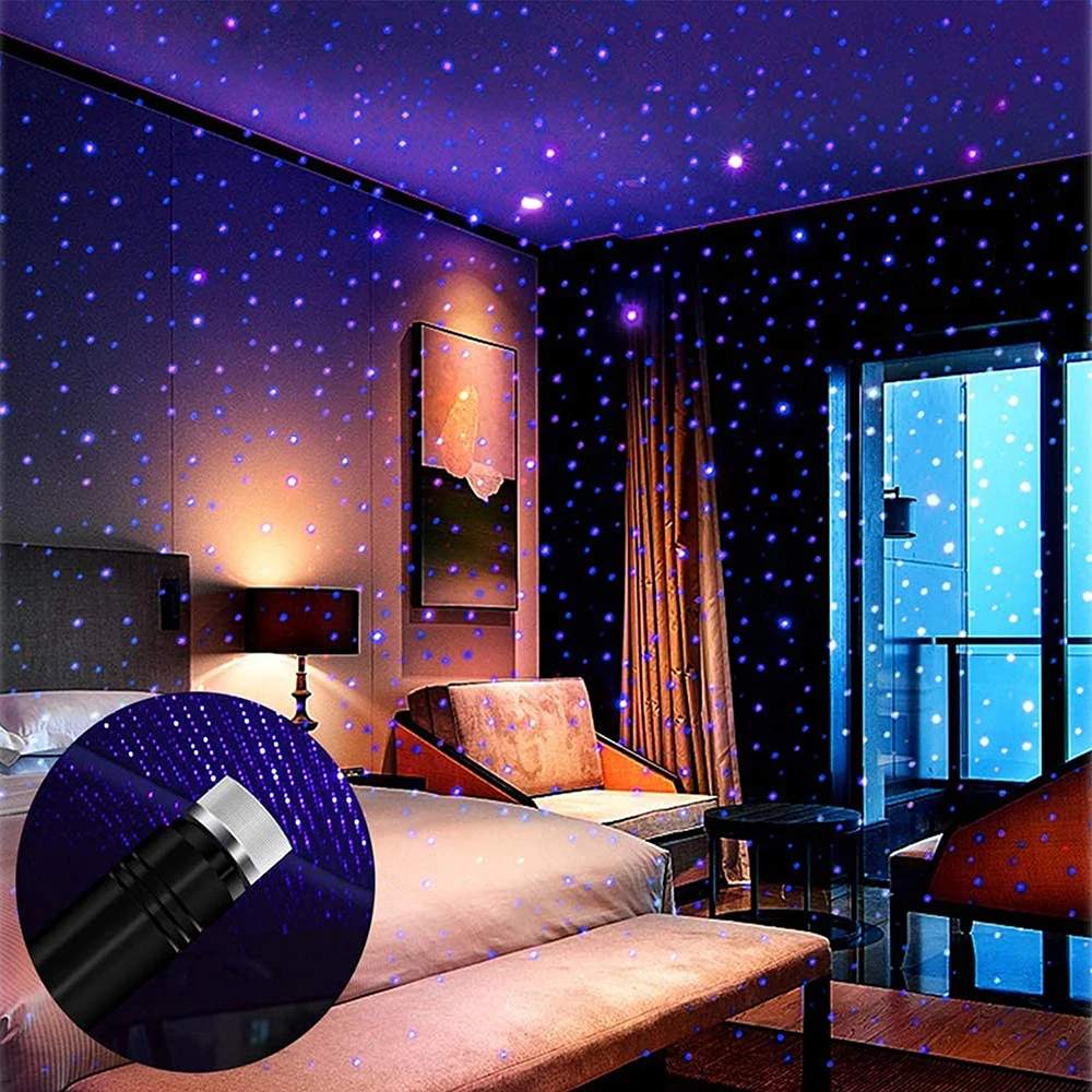 Usb Star Projector Night Light Romantic Star Ry Sky Projector Car Light Portable Decorativo Auto Roof Light Per La Festa In Camera Da Letto