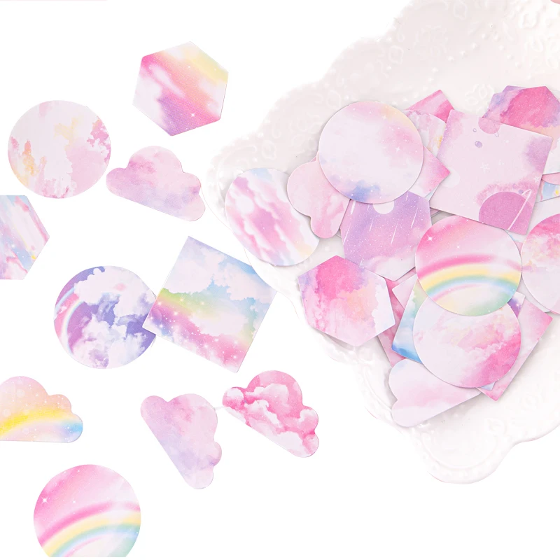 46Pcs Mini Sticker Girl Birthday Gift Kids Sky Cloud Stationery Scrapbook Etichetta Adesiva Arcobaleno Pink Cloud Decoration Sticker