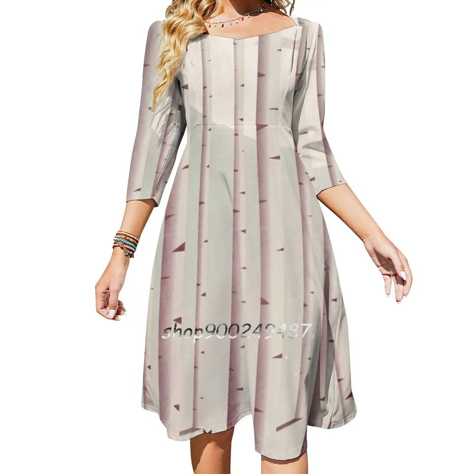 Serene Forest Square Neck Dress New Plus Size Elegante Abito Da Donna Attillato Forest Moon Cloud Sky Fox Shadow Cute Nature