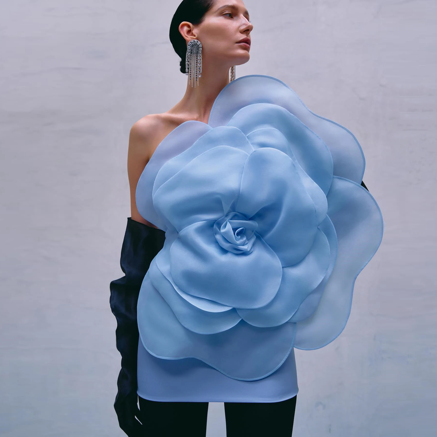 Chic Floral Ruffles Abiti Donna Puffy Tiered Mini Dress Summer Sky Blue Off The Shoulder Oraganza Prom Gowns