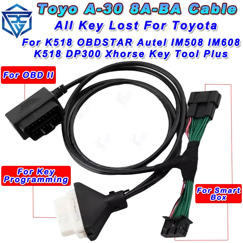 A-30 Cavo A30 8A-Ba Per Toyota 4A Smart Key Cable All Key Lost Fit K518 Obdstar Autel Im508 Im608 Dp300 Xhorse Key Tool Plus