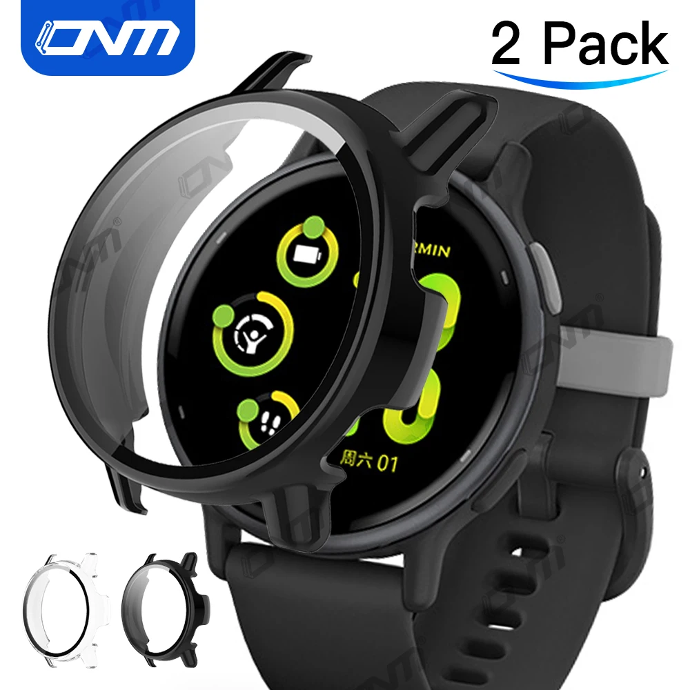 [Confezione Da 2] Custodia In Vetro + Per Garmin Vivo Active 5 Accessori Copertura Protettiva Per Paraurti + Protezione Per Schermo Per Garmin Vivoact