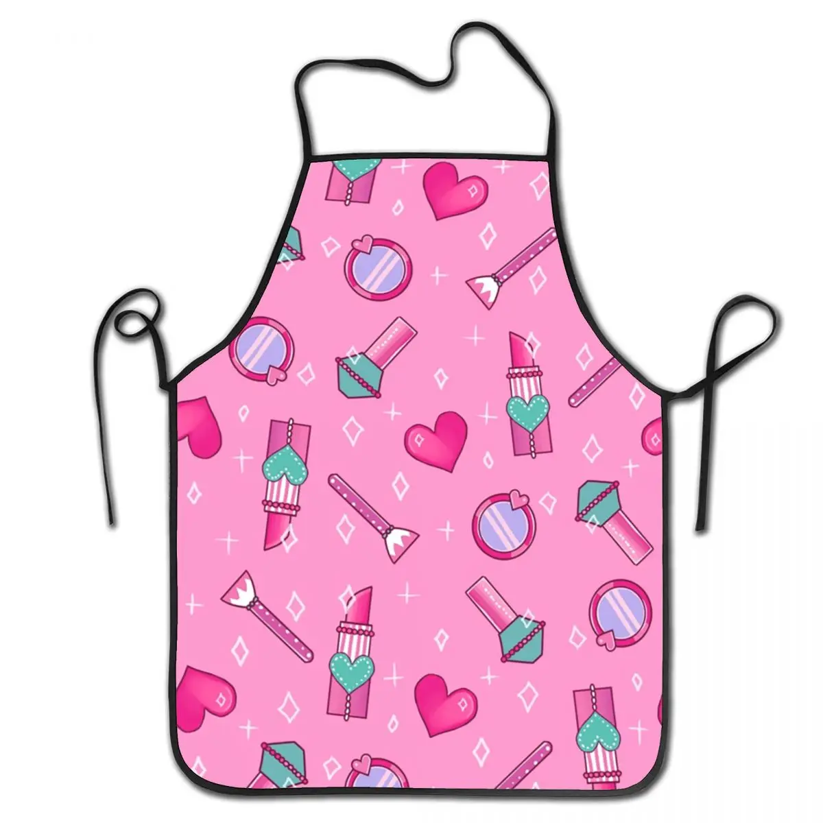 Sparkly Pink Makeup Pattern Grembiule Donna Uomo Unisex Bavaglino Rossetto Lovers Kitchen Cooking Tablier Cuisine Chef Baking