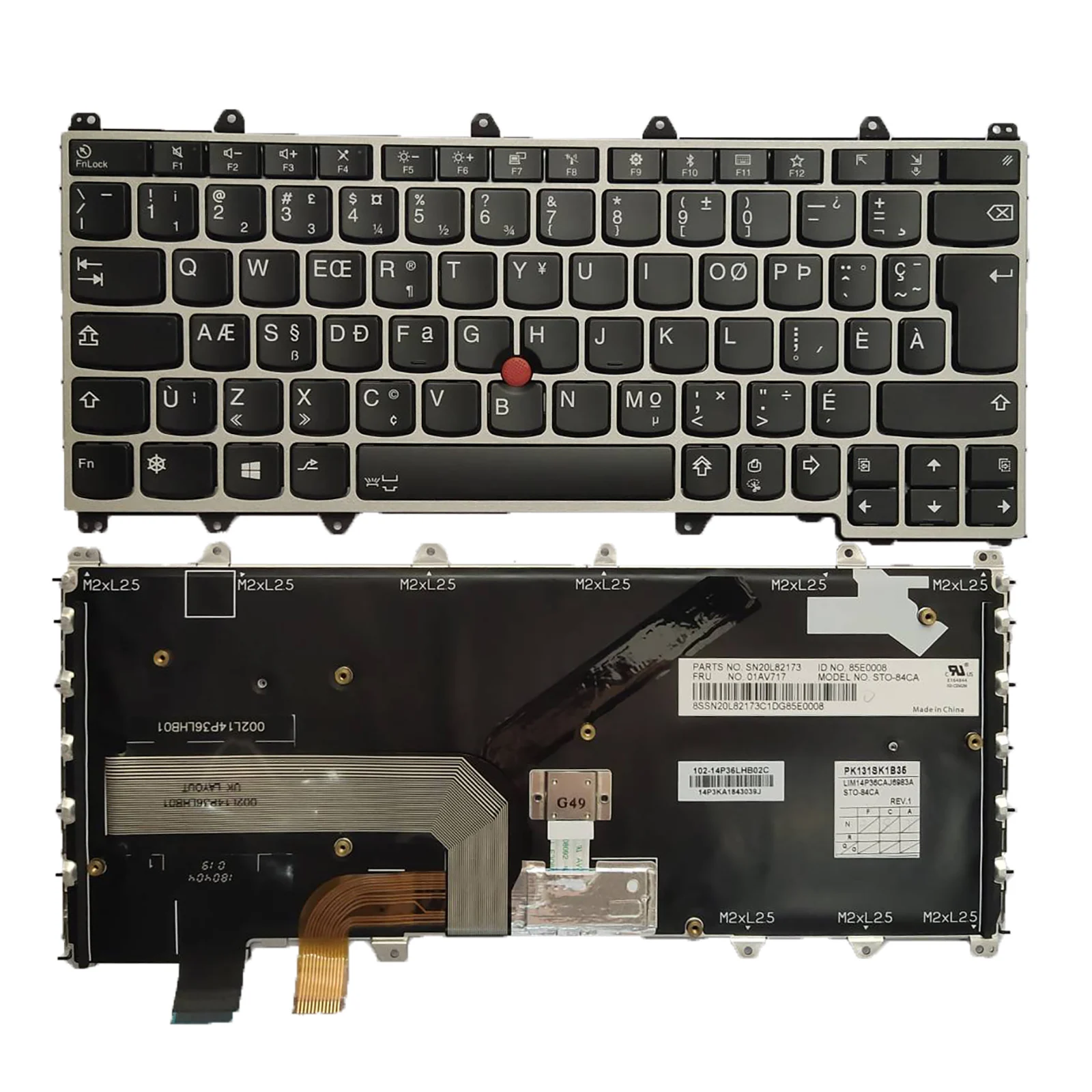 Per Lenovo Thinkpad S1 Yoga 4Th Yoga 370 Tastiera Retroilluminata Cfa Silver Frame