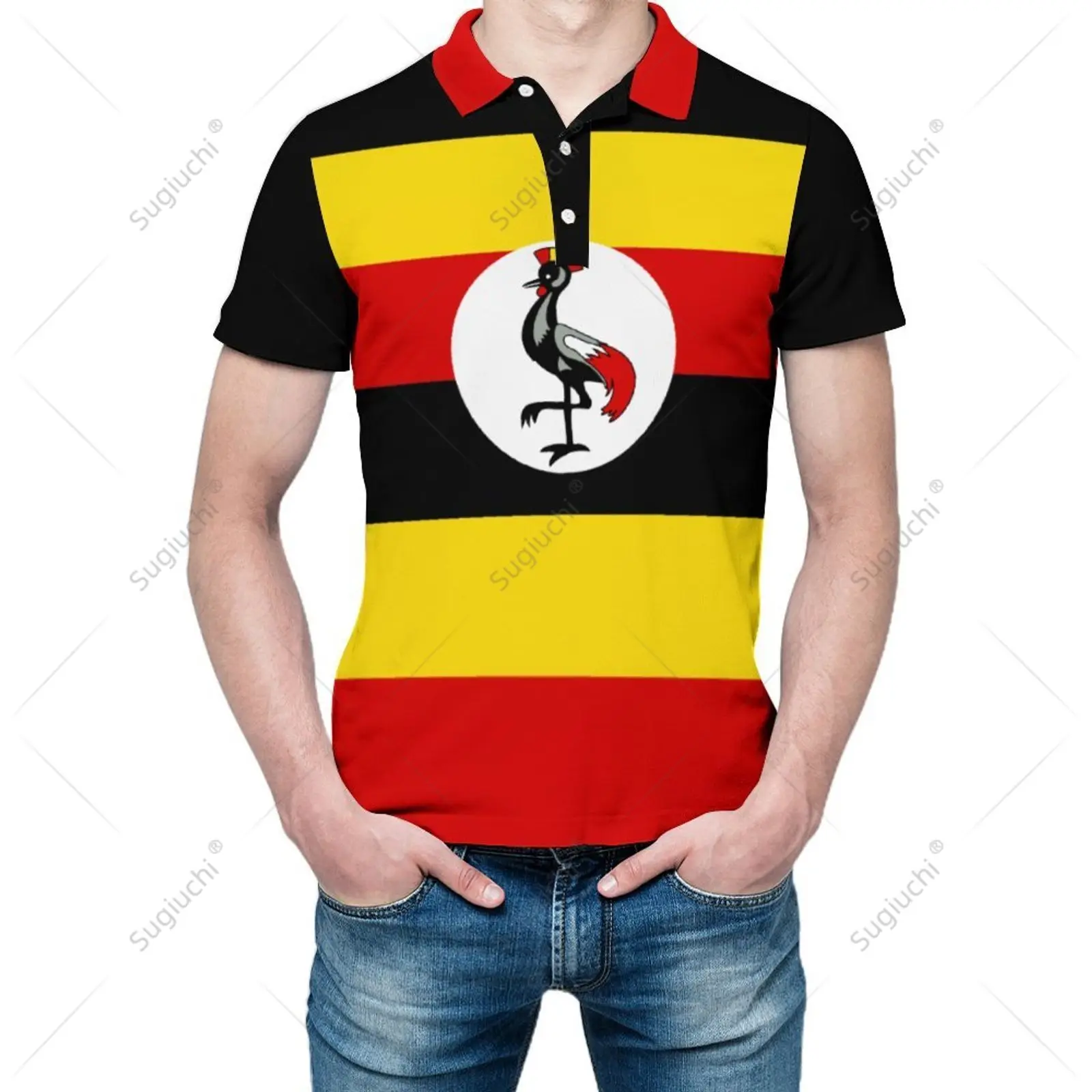 Polo Unisex Bandiera Uganda Stampa 3D Uomo Polo Abbigliamento Moda Tute Maniche Corte