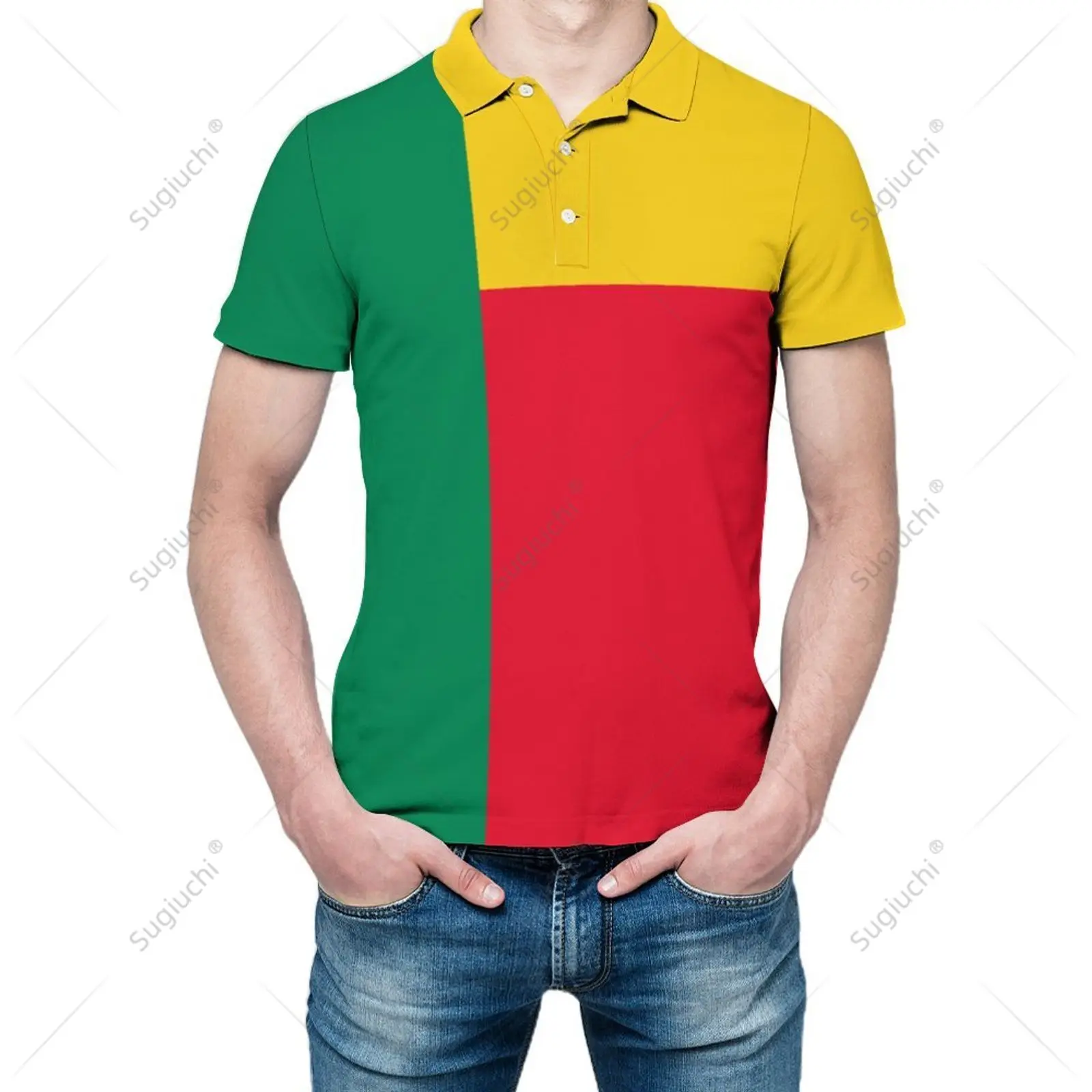 Polo Unisex Bandiera Benin Stampa 3D Uomo Polo Abbigliamento Moda Tute Maniche Corte