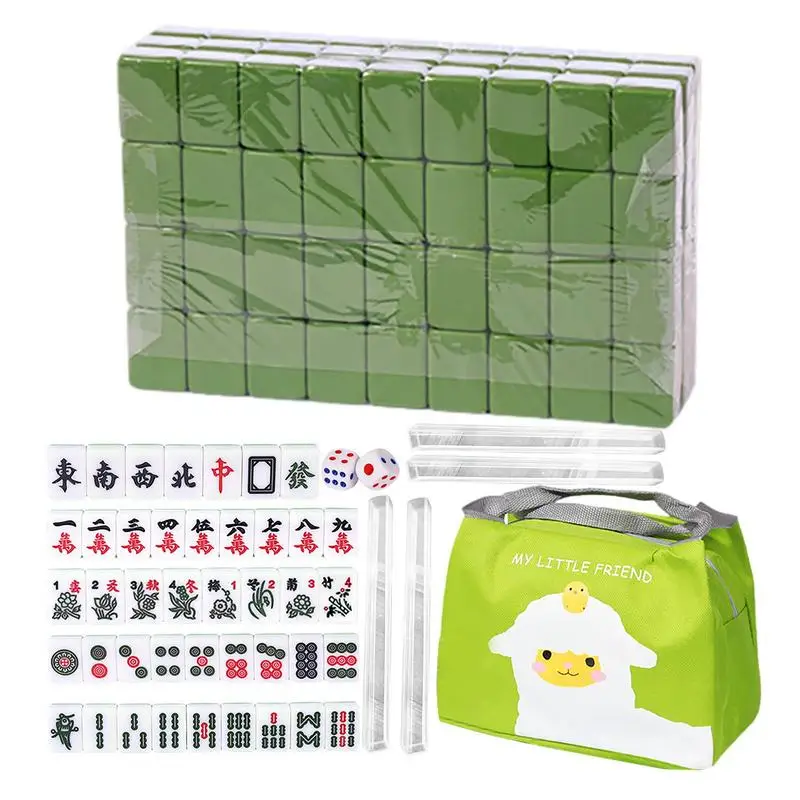 Travel Mahjong Set Portatile Cinese Mini Mahjong 144 Piastrelle Con Borsa Set Di Giochi Mahjong Cinese