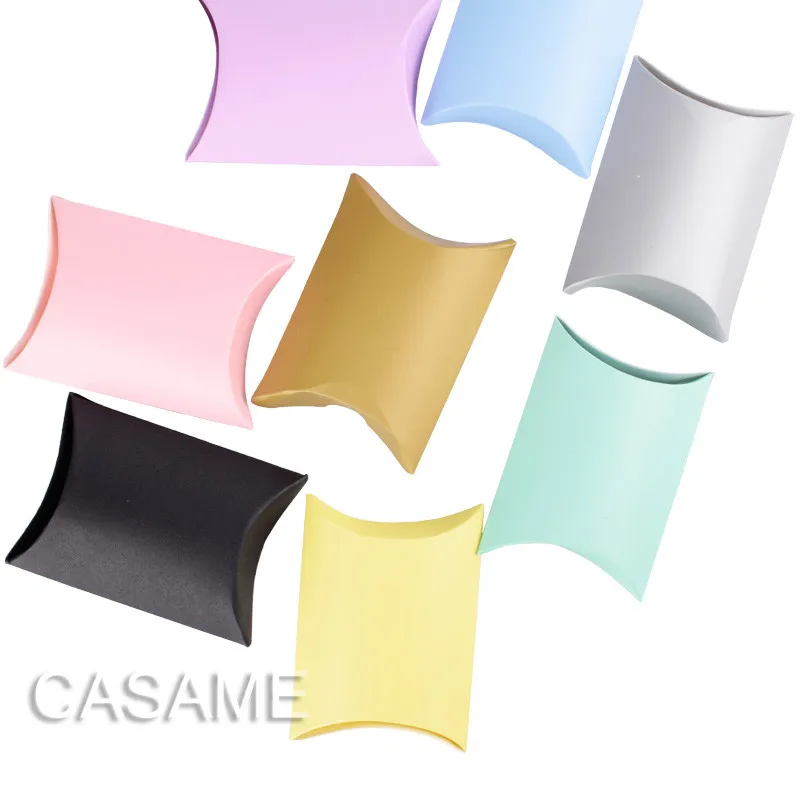 10 Pezzi Bomboniere Candy Box Bag New Craft Paper Pillow Shape Bomboniere Scatole Regalo Pie Party Box Bags Eco Friendly Kraft Promotion