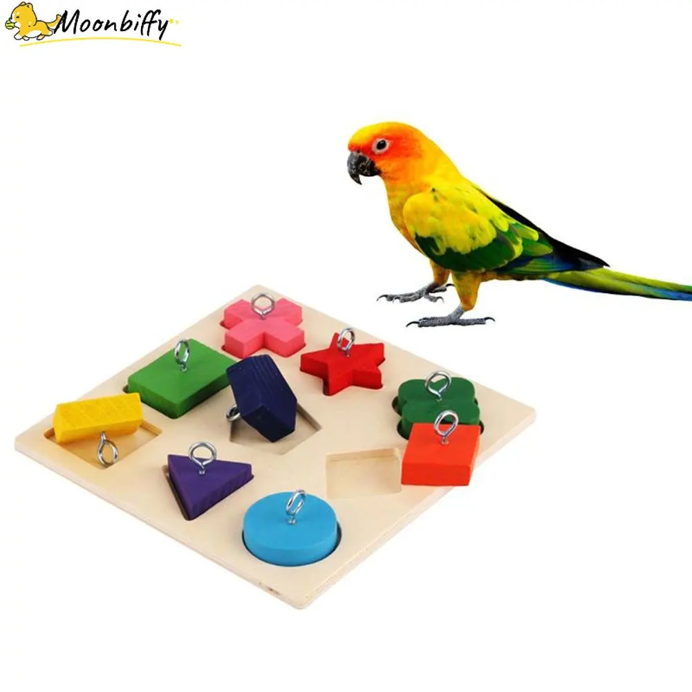Parrot Iq Training Toys 9 Grid Colorful Wooden Block Safe Insapore Pet Giocattoli Educativi Forniture Per Giocattoli Per Uccelli