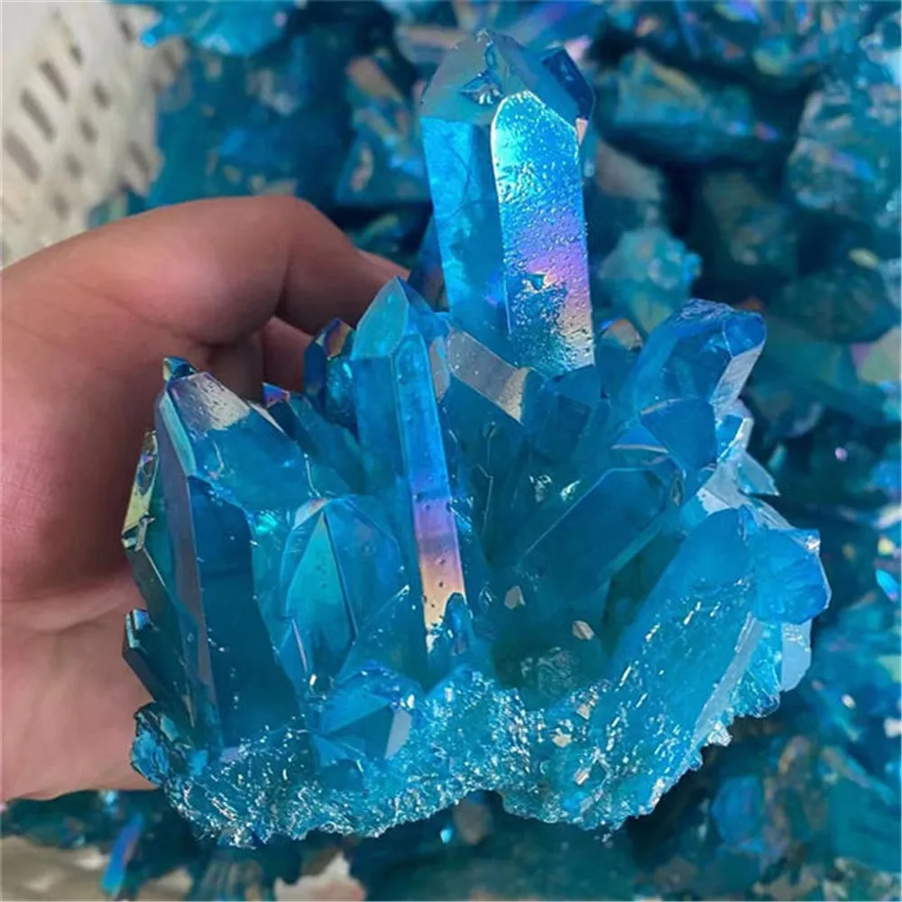 Commercio All'Ingrosso Fengshui Home Decor Crystal Natur Heal Aqua Blue Aura Cristalli Di Quarzo Cluster Per La Guarigione Di Cristalli E Pietre
