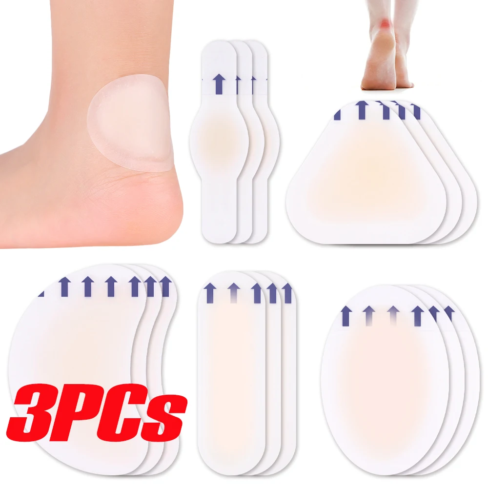 3Pcs Gel Shoes Stickers Soft Hydrocolloid Pads Relief Pain Blisters Bunions Corns Calluses Friction Pressure Spots Heel Pads