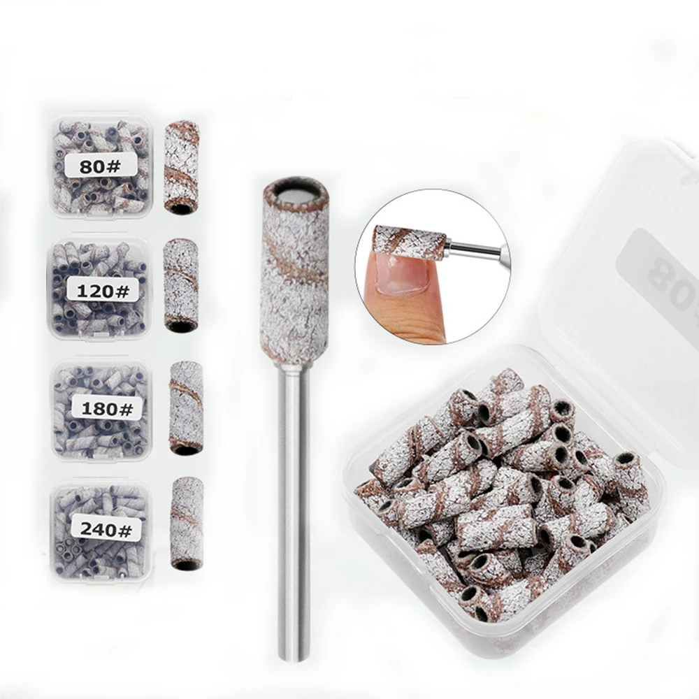 80/120/180/240 Grit Sanding Bands Zebra Sand Ring Bit Manicure Pedicure Nail Electric Drill Machine Rettifica Remover Cutter