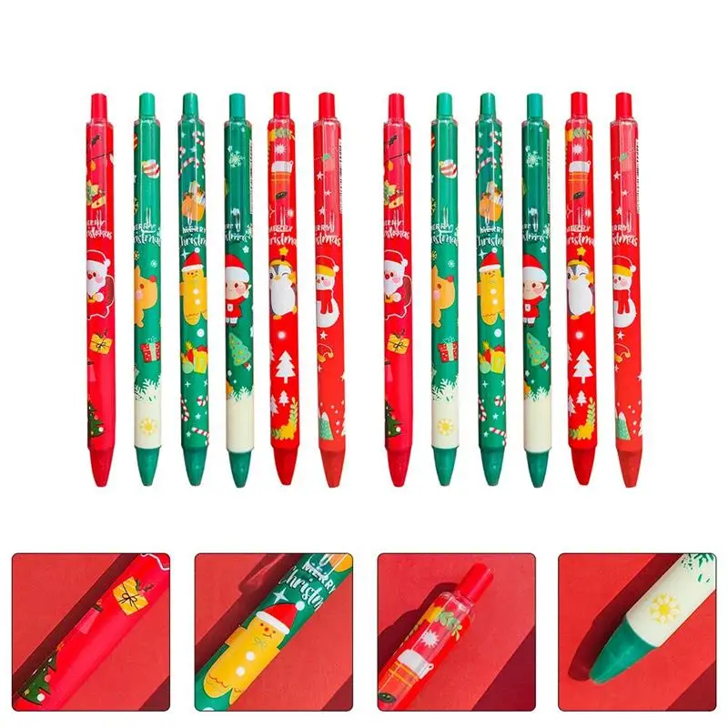 12Pcs Penne Gel A Tema Natalizio Belle Penne Firmate Penne Gel Natalizie Stationeries Penne Firmate Per Ufficio (Colore Casuale)