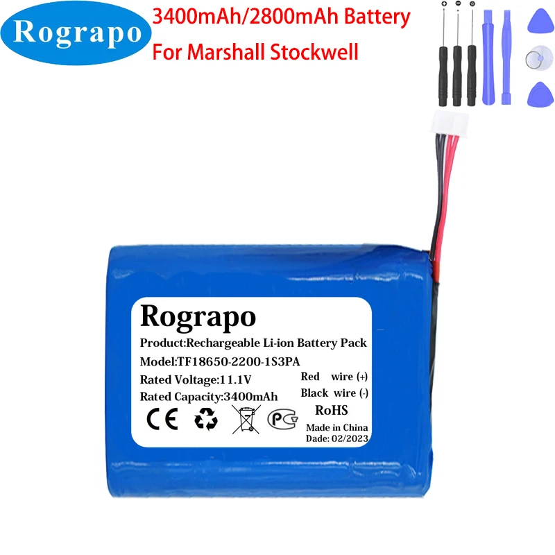 Nuova Batteria Del Lettore 11.1V 3400Mah/2800Mah Per Marshall Stockwell Tf18650-2200-1S3Pa