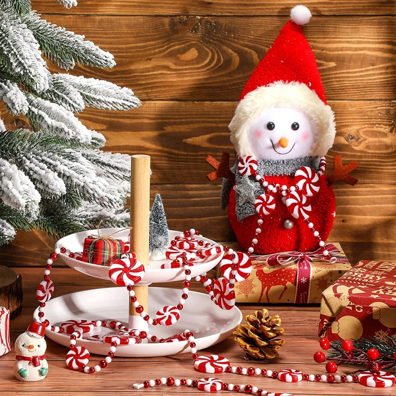 Candy String Ornamenti Di Natale Decorazione Nappa Perline Bicolore Mulino A Vento Menta Candy Cane Decorazione Ciondolo Striscia Regalo