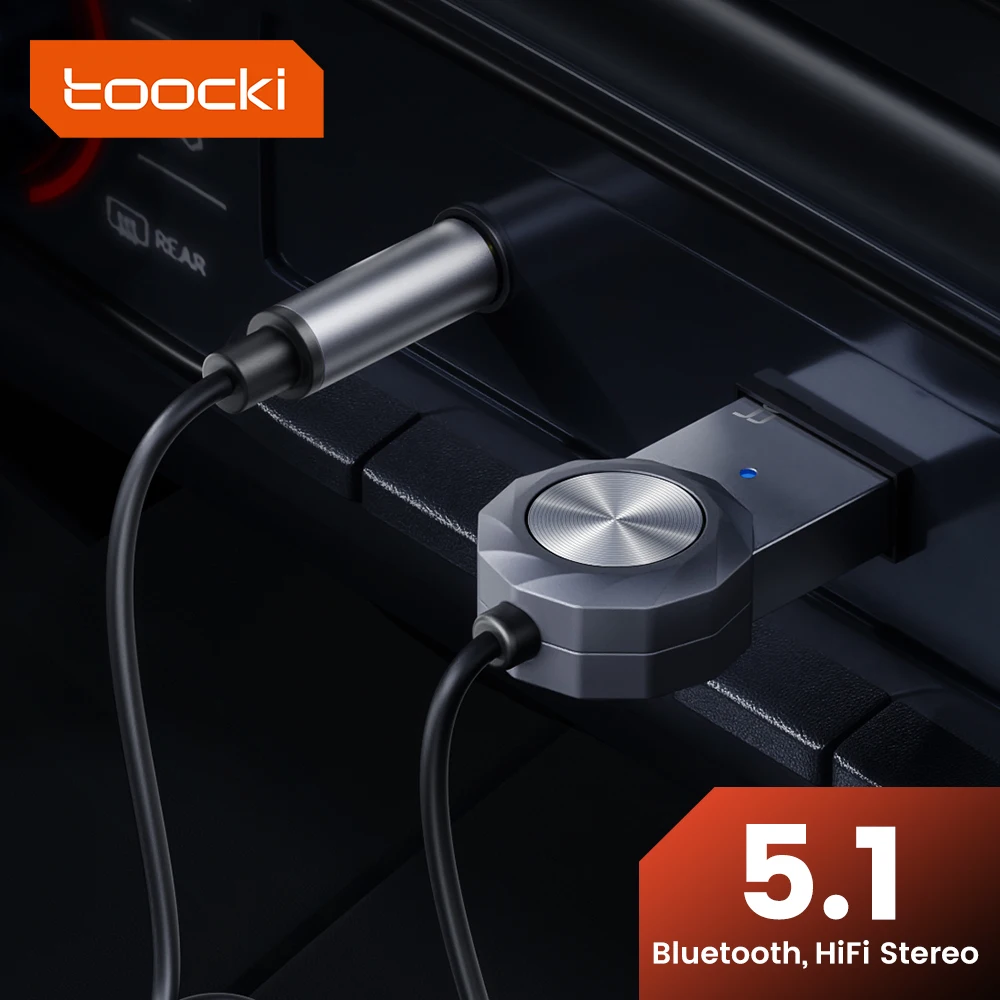 Toocki Bluetooth Aux Adapter Usb A Jack Da 3.5Mm Car Audio Music Mic Bluetooth 5.1 Kit Vivavoce Per Trasmettitore Bluetooth Per Auto