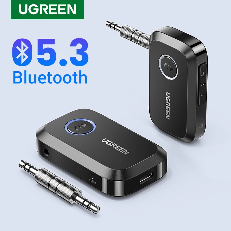 Adattatore Ricevitore Per Auto Bluetooth Ugreen Jack Aux Da 3.5Mm Per Altoparlanti Per Auto Ricevitore Musicale Audio Adattatore Bluetooth 5.3 A Mani 