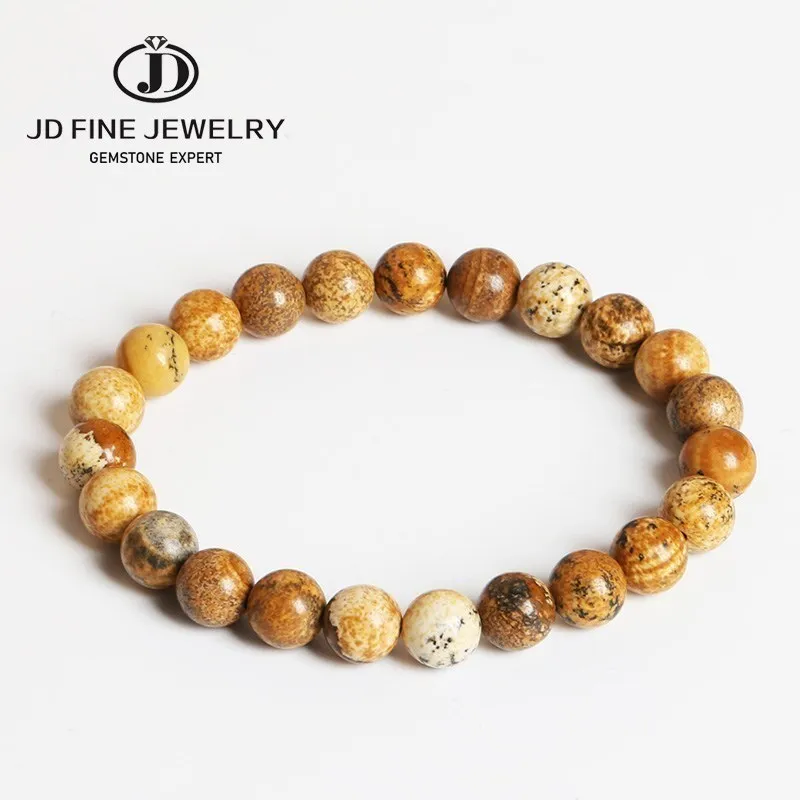 Jd Natural Picture Jasper Beaded Bracciali Donna Uomo Trendy Buddha Yoga Meditation Pray Braccialetti Con Corda Elastica Da Polso Regalo Di Guarigione