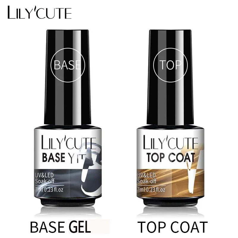 Lilycute No Wipe Top Base Gel Esmalte Semi Permanente Bright Color Gel Gel Uv Nail Art Per Manicure Gel Smalto Per Unghie Vernici