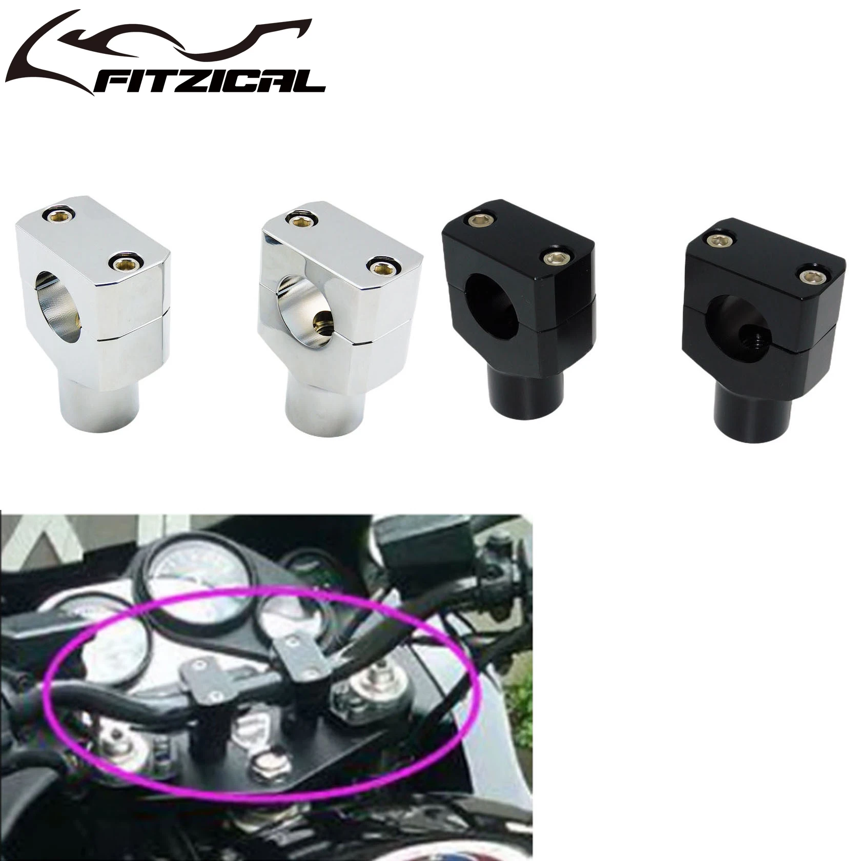 Moto 22Mm 25Mm Manubrio Riser Up Staffa Morsetto 1 ''7/8" Manubrio Per Harley Dyna Fatboy Sportster Softail Per Yamaha