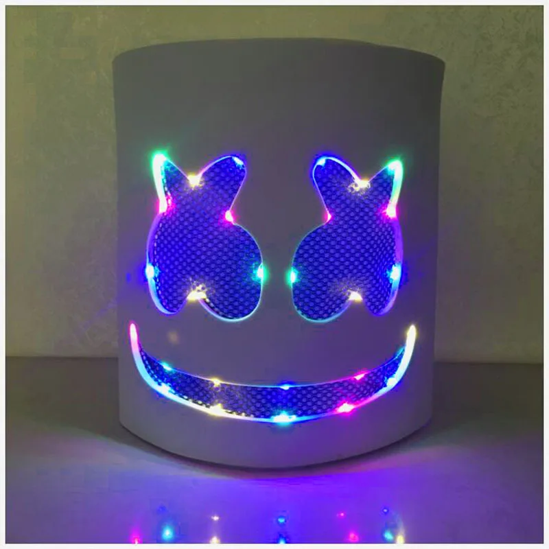 Glow Flash Type Hard Pvc Marshmallow Helmet Purim Je Holiday Dj Marshmallow Mask Puntelli Da Concerto Fan Della Musica Prop