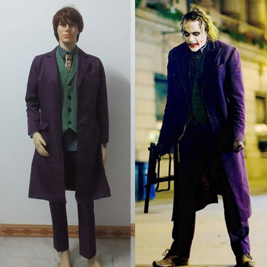 The Dark Knight Joker Costume Joker Suit Outfit Classic Halloween Cosplay Movie Hero Costume Set Completo Su Misura