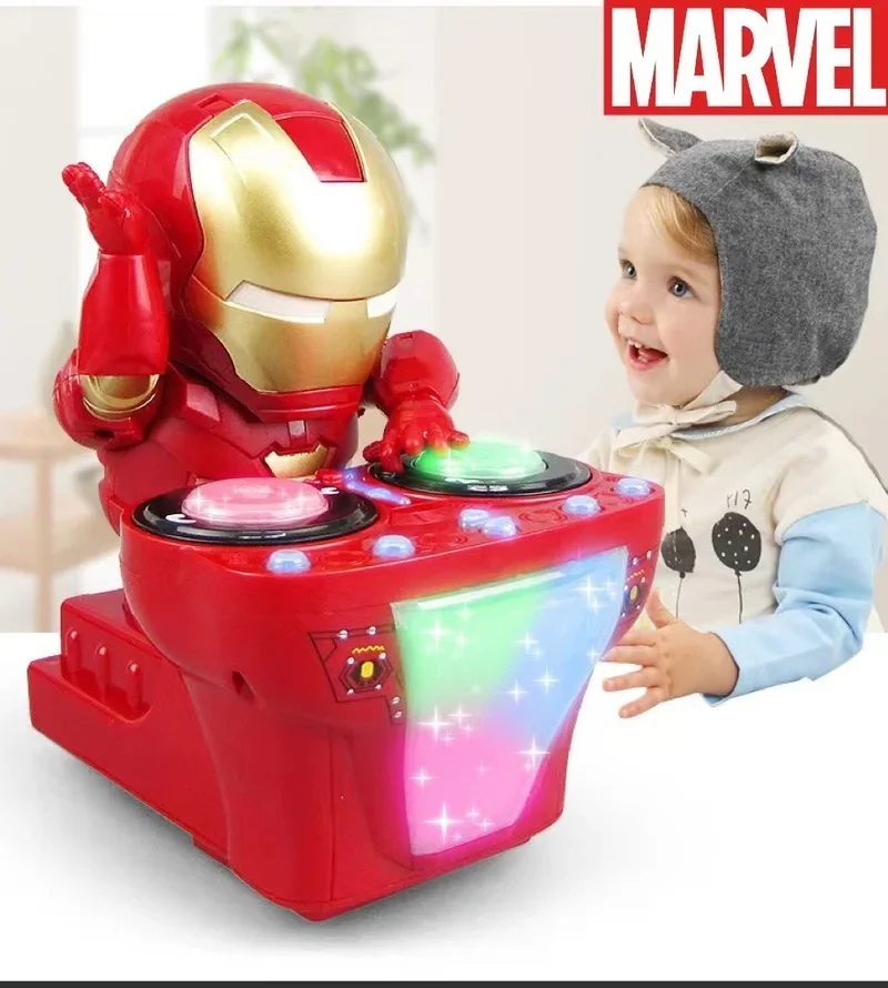 Marvel The Avengers Dj Iron Man Flip Mask Electric Dancing Robot Rock Table Giocattolo Universale Iron Man Figure Kawaii Anime Kids Toys