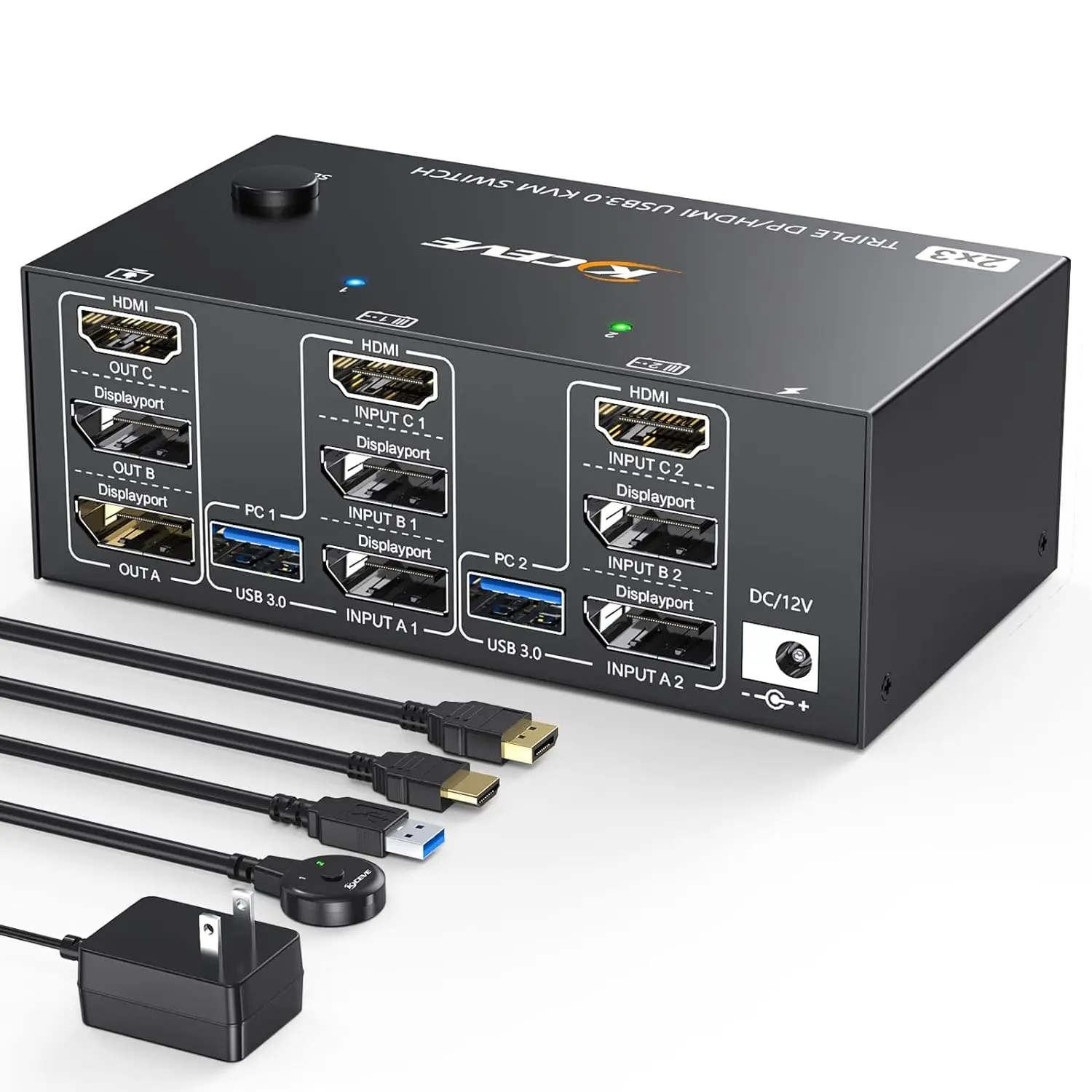 Triplo Monitor Hdmi Kvm Switch ,2 Displayport + Hdmi Usb Kvm Switch 8K @ 60Hz,4K @ 144Hz 3 Monitor 2 Computer Kvm