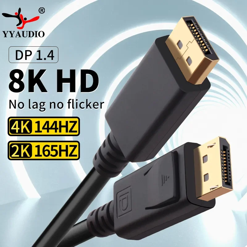 Yyaudio Hifi Displayport Cable Dp 1.4 A Dp Cable 8K 144Hz 165Hz Display Port Cavo Video Per Monitor Video Pc Laptop Tv Dp 1.2