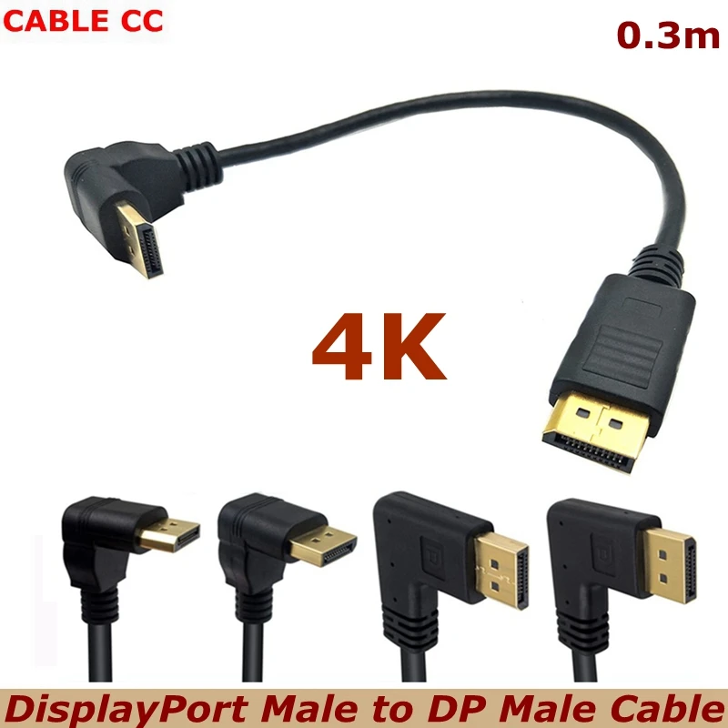 Cavo Displayport Maschio A Dp Maschio Ad Angolo Di 90 Gradi Supporta Ultra High Definition 4Kx 2K/60Hz E Full High Definition 2K/144Hz