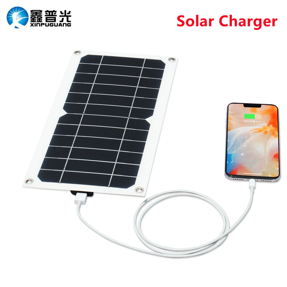 Caricatore Solare Portatile 5W Pannello Solare Flessibile 5V 1A Porta Di Uscita Usb Per La Ricarica Del Telefono Cellulare Ciclismo All'Aperto Arrampi