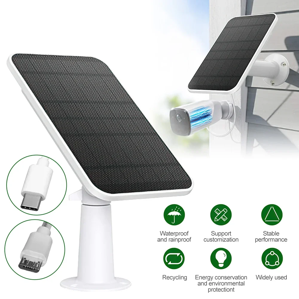 Pannelli Solari 4W Per Eufy Eufycam 2/2 Pro/2C/2C Pro/E Montaggio A Parete Con Cavo Di Alimentazione Da 9,8 Piedi