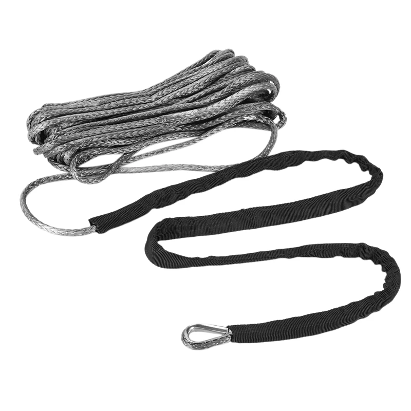 3/16 Inch X 50 Inch 7700Lbs Synthetic Winch Line Cable Rope With Protecing Sleeve For Atv Utv (Grey)