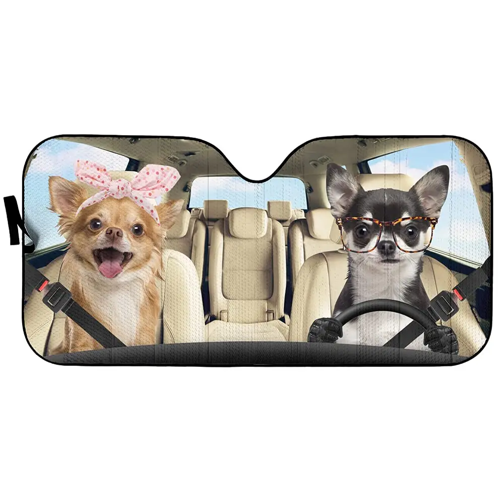 Letti Chihuahua Dog Auto Parasole, Pet Dog Driving Car Window Shade,Chihuahua Parabrezza Parasole, Blocks Uv Rays Parasole Protec