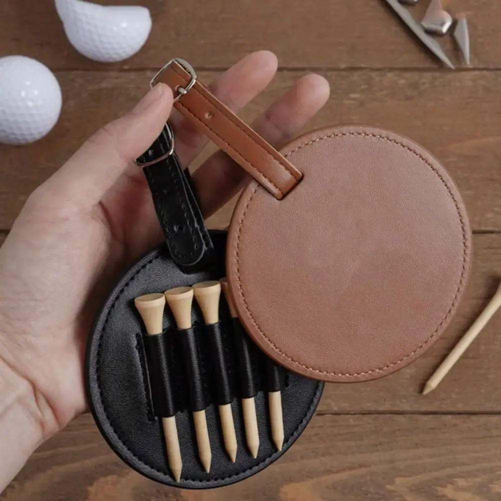 Golf Tee Bag 5 Tee Holes Golf Tees Storage Bag Hanging Belt Borsa Da Golf In Ecopelle Golf Tee Holder Organizer Accessori Per Il Golf