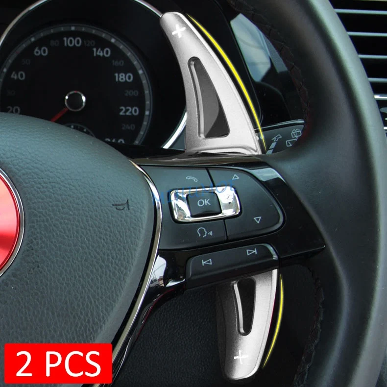 For Volkswagen Golf Mk8 Passat Touareg Tiguan Atlas Teramont Arteon Aluminum Steering Wheel Paddle Shifter Extension Silver