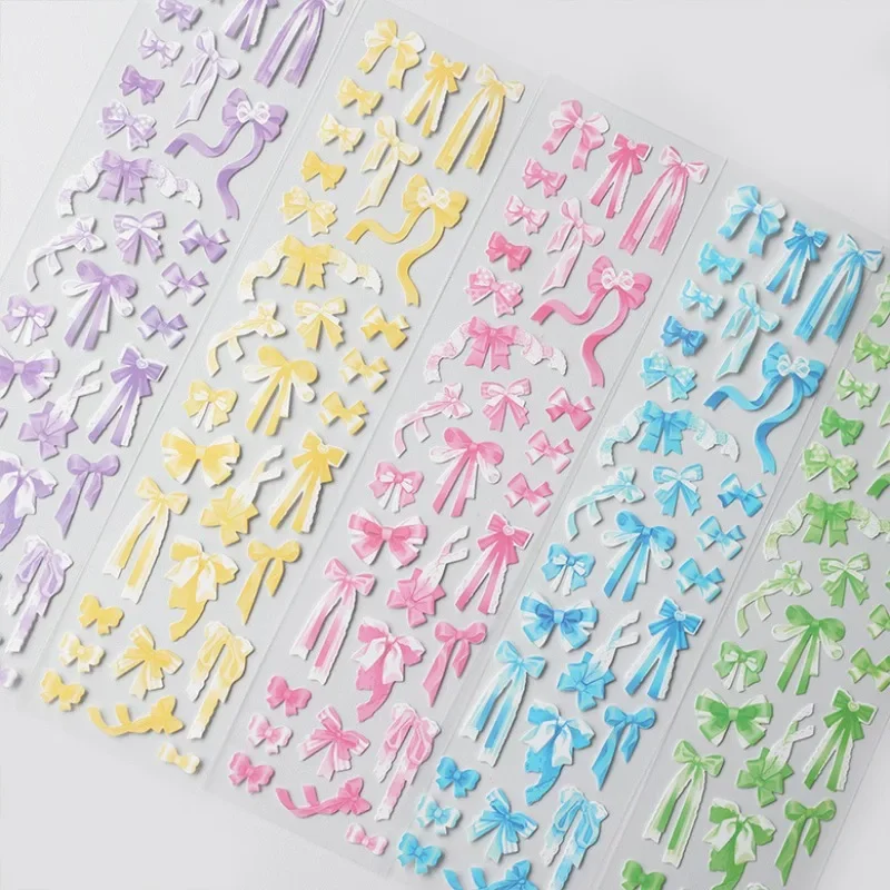 1 Pc Cute Cartoon Colorful Bow Sticker Basic Toploader Fai Da Te Kpop Idol Photo Card Scrapbooking Journaling Deco Material Sticker