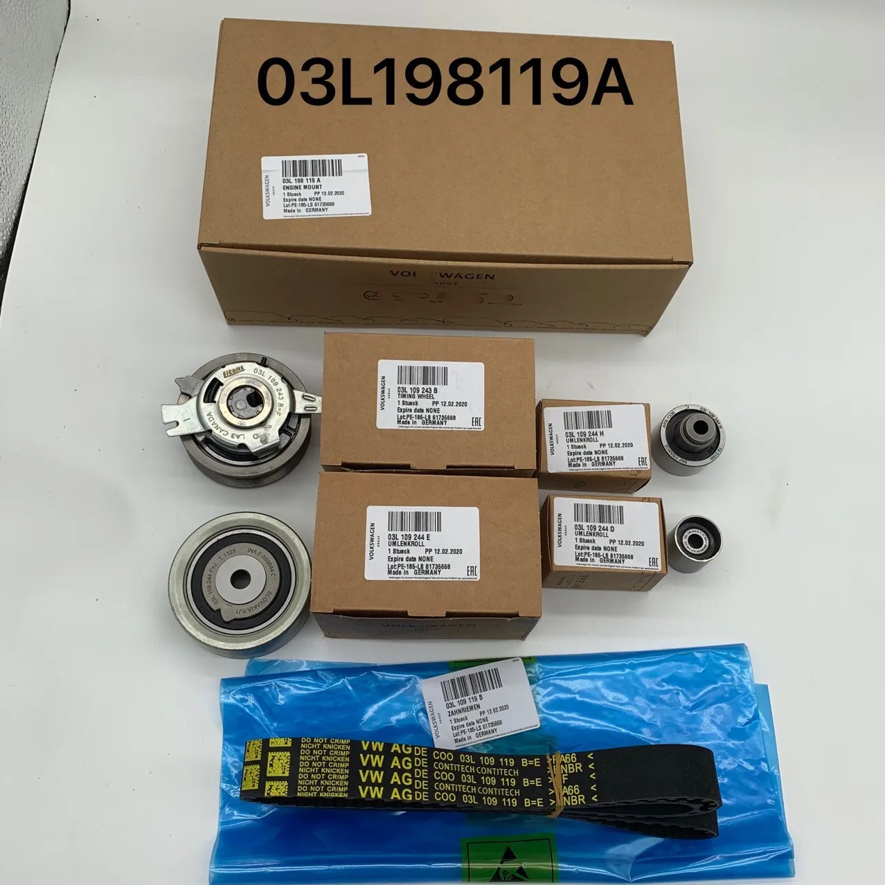 Made In Germany Kit Tendicinghia Dentata Originale 03 L198119F Per Skoda Seat Audi Vw 1.6 2.0 Tdi Caad Cffd Caac Cayb
