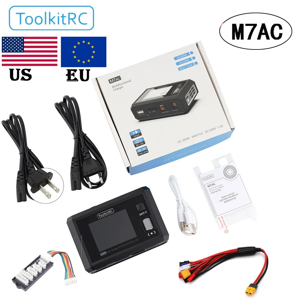 Toolkitrc M7Ac 100W Ac / 300W Dc Input Xt60 Xt30 Output Multifunzione Suppot Dual Smart Charger Signal Tester Drone Charger