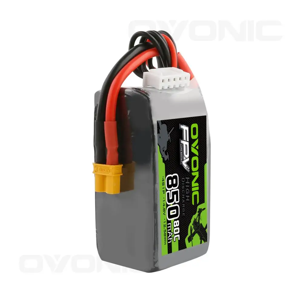 Batteria Lipo Ovonic 4S 80C 850Mah 14.8V Batteria Lipo Con Connettore Xt30 Per Rc Fpv Racing Drone Quadcopter(4 Confezioni)