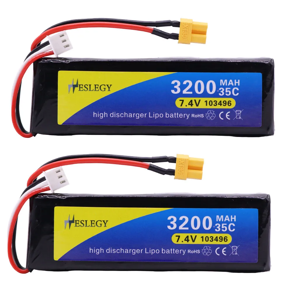 2 Pz/Lotto 7.4 V 3200Mah Batteria Lipo Per Mjx Bugs 35C 3 B3 Rc Quadcopter Pezzi Di Ricambio 7.4 V 2S Batteria Ricaricabile Aggiornamento 2700Mah
