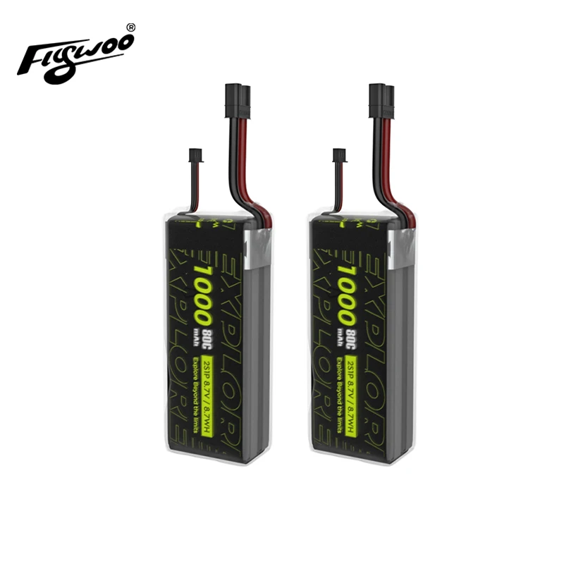 Batteria Lipo 2Pcs Explorer 1000Mah Hv 2S 80C Per Micro Quad Xt30