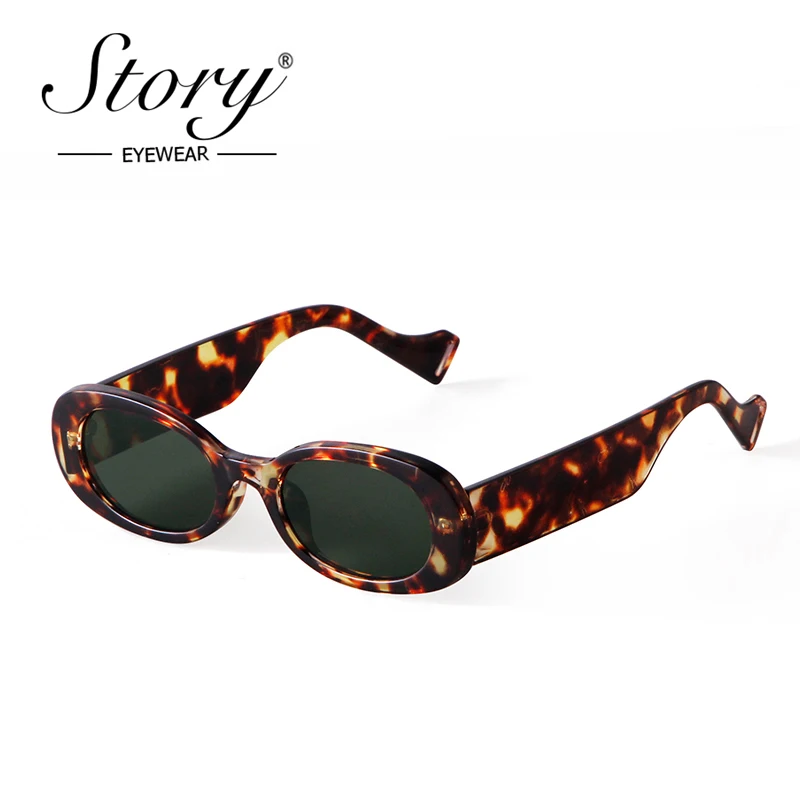Story Fashion Vintage Tortoise Shell Occhiali Da Sole Ovali Donna Uomo 2021 Designer Di Marca Anni '90 Nuovi Occhiali Da Sole Alla Moda Con Montatura 