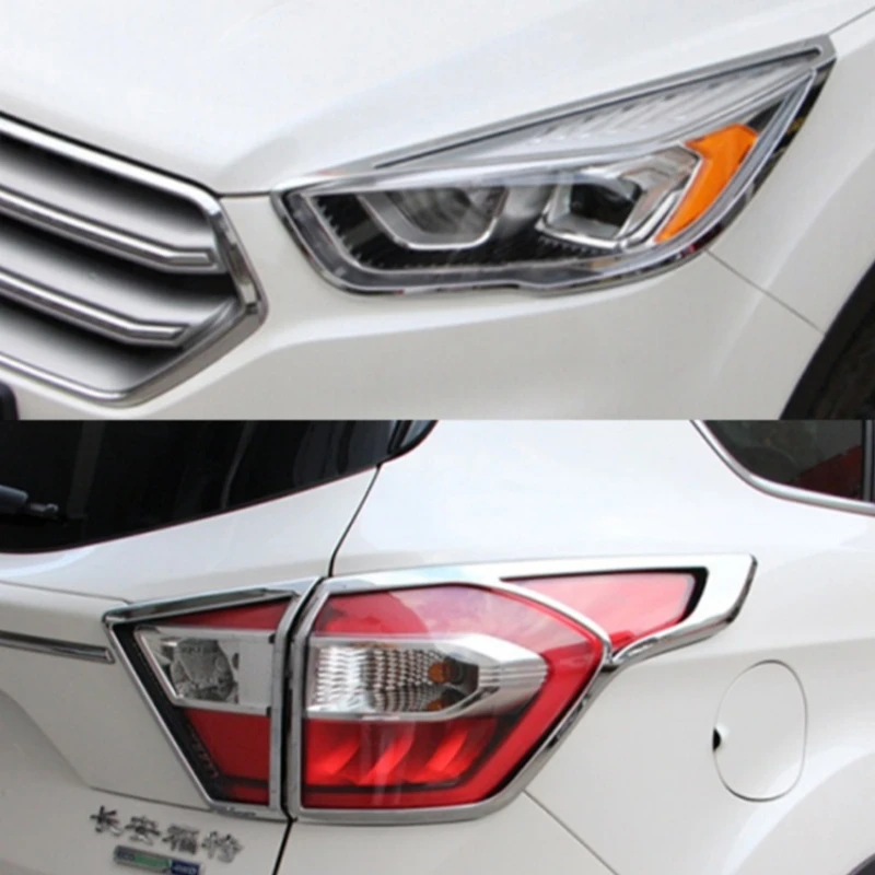 Per Ford Escape Kuga 2017-2019 Cromato Anteriore Posteriore Fanale Posteriore Fanale Posteriore Fanale Posteriore Coperchio Trim Modanatura Cornice Co