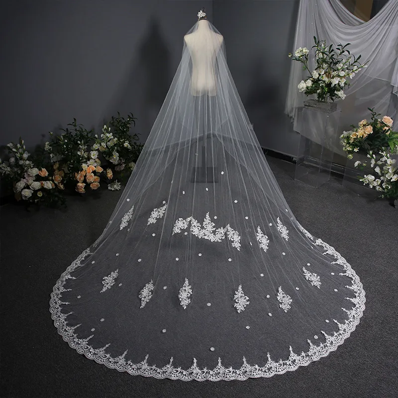 New Korean Style Bride Long 3 M Lace Trip Shoot Veil Princess Fairy Wedding Length Tailing Veil