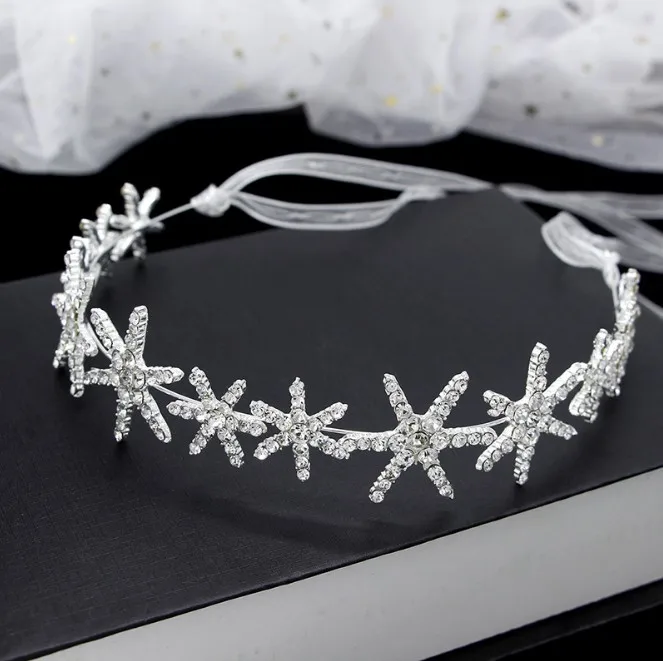 2023 Gold Stars Bride Hair Band Fashion Handmade Wedding Head Accessori Per Gioielli Cerchio Per Capelli Copricapo Da Principessa