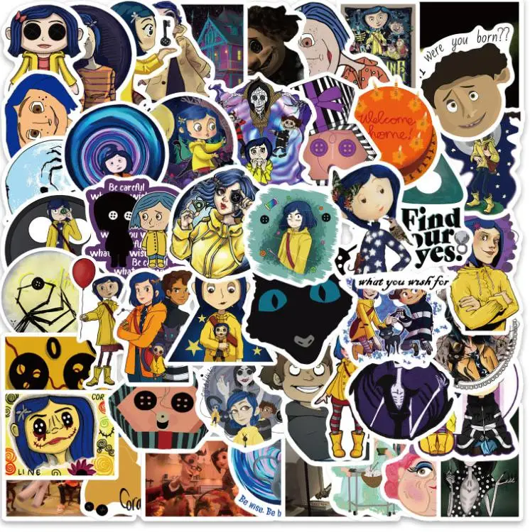 10/30/50Pcs Thriller Movie Coraline & The Secret Door Graffiti Mirror World Stickers Impermeabile Skateboard Travel Valigia