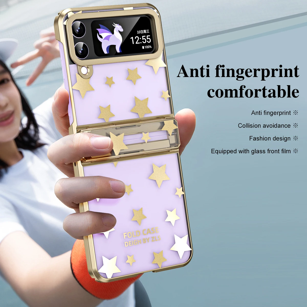 Custodia Per Telefono Con Placcatura Phantom Di Lusso Per Samsung Z Flip 4 Flip 3 Custodia Trasparente Full Star Flip 3 Antiurto E Anticaduta