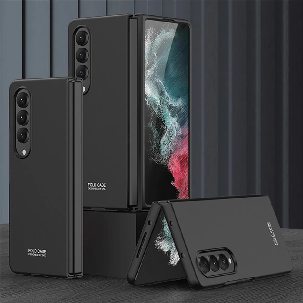Cool Black Anti-Shock Simple All-Inclusive Phone Case For Samsung Galaxy Z Fold4 Drop Protection Cover Fundas