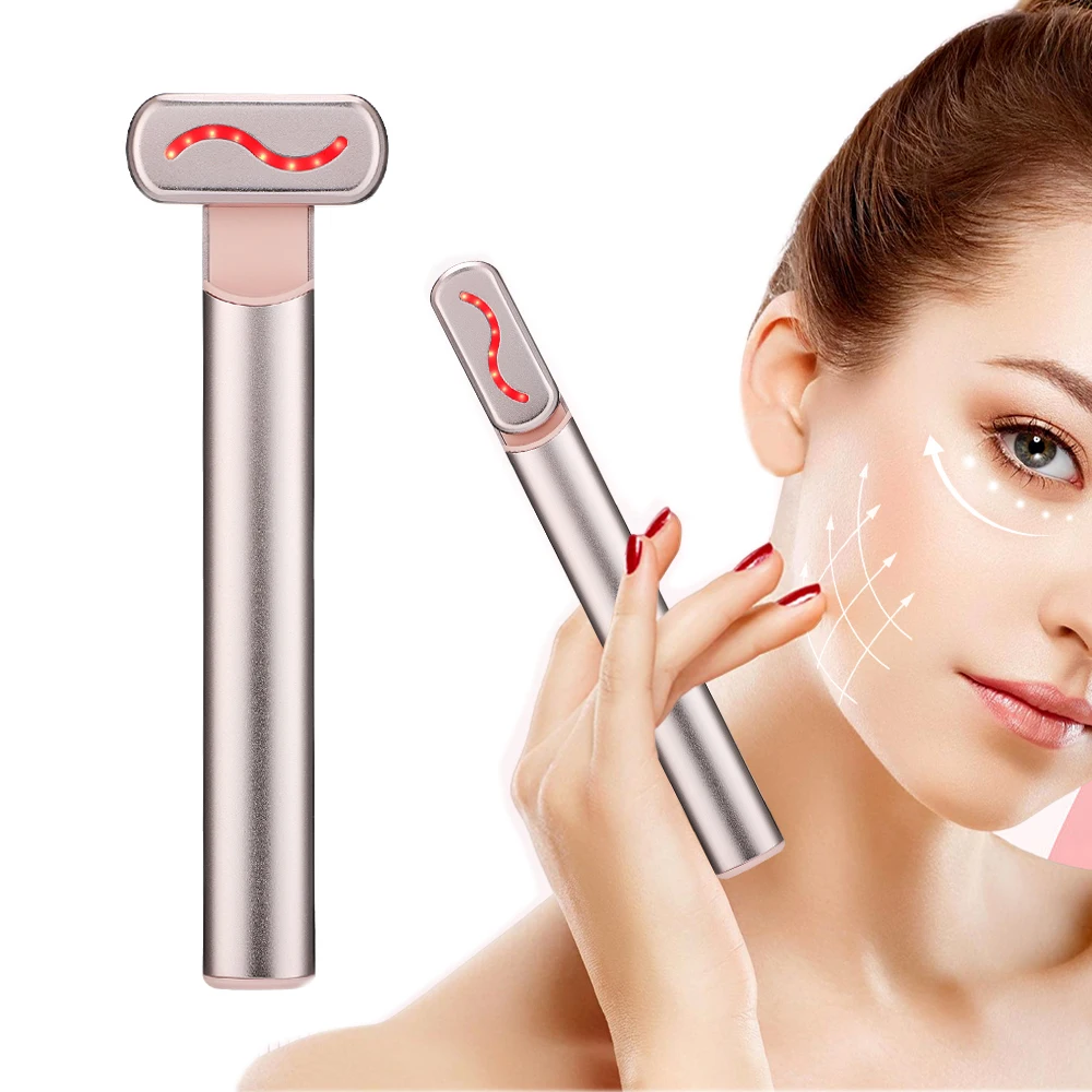 Ems Hot Compress Eye Massager Wand Smart Red Led Rejuvenation Eye Skin Stringere Anti Aging Eye Dark Circle Removal Beauty Machine